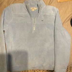 Light blue vineyard vines Sherpa quarter zip